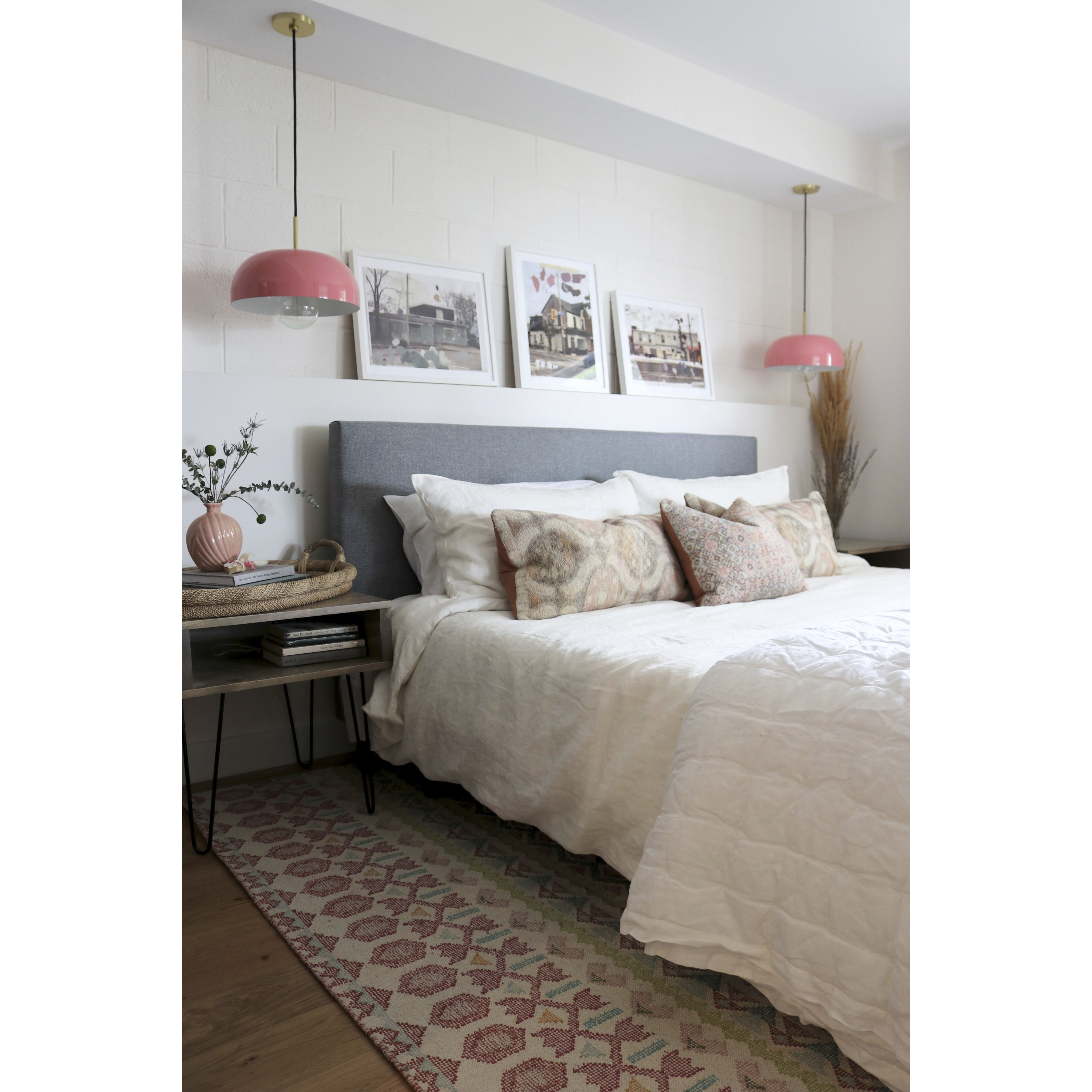 Avery 1 Light 14 inch Aged Brass Pendant Ceiling Light in Aged Brass and Pink