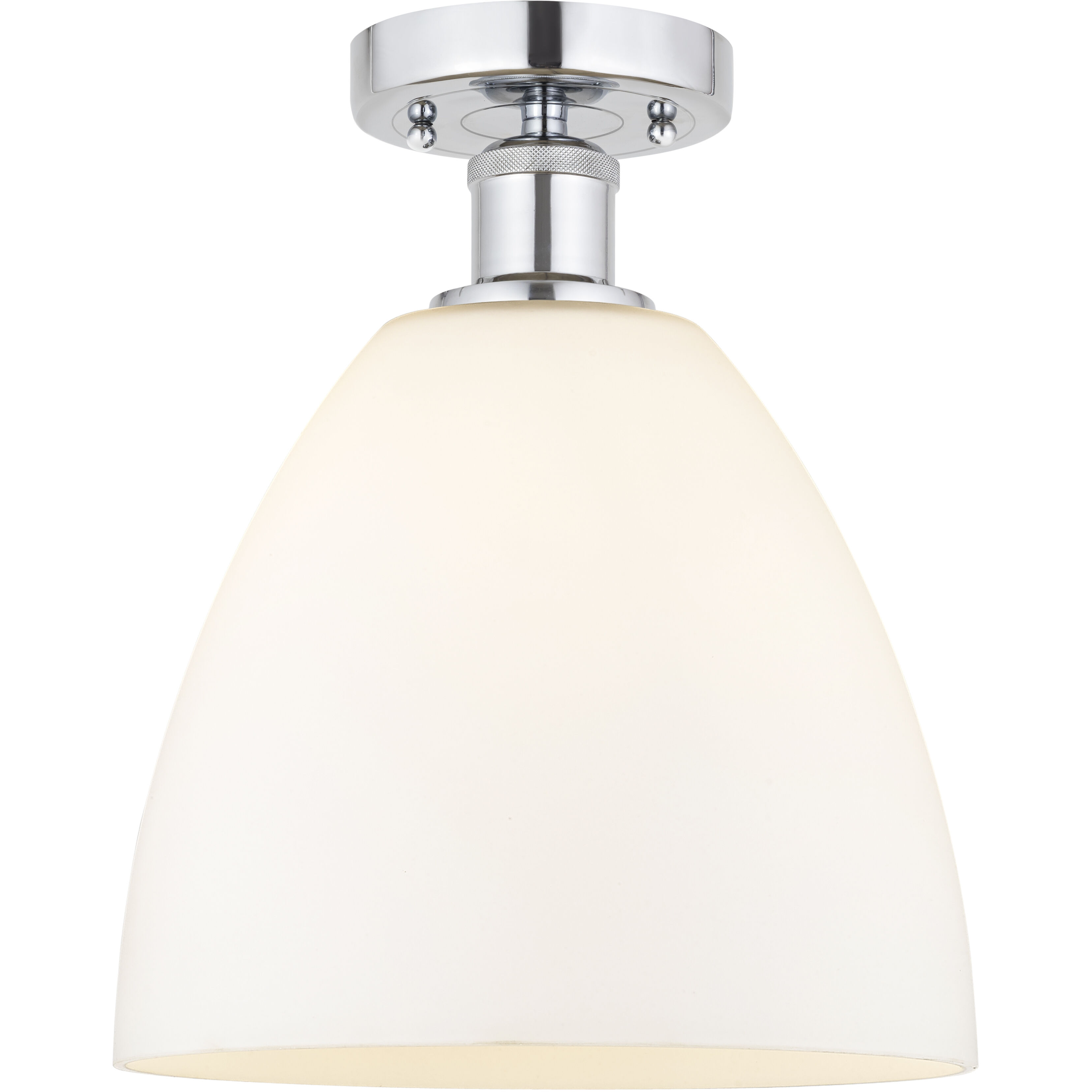 Edison Bristol Glass 1 Light 9 inch Polished Chrome Semi-Flush Mount Ceiling Light in Matte White Glass