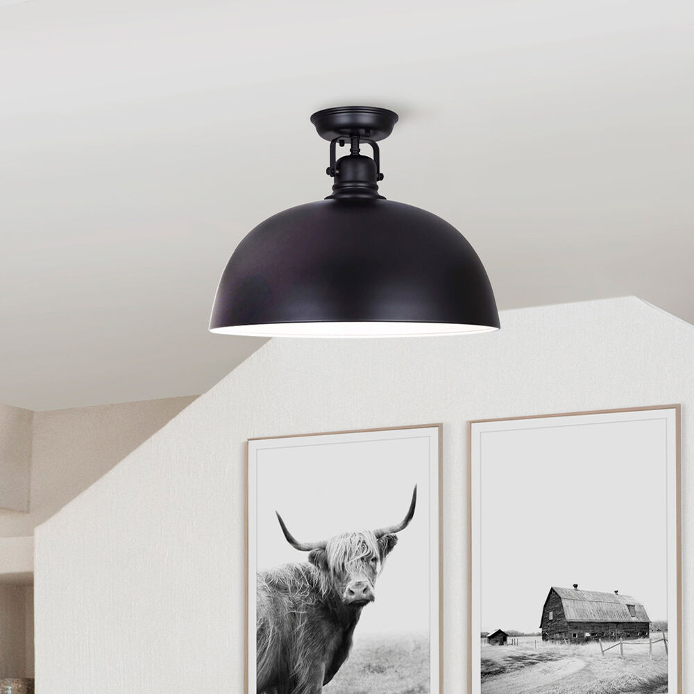 Polo 1 Light 16 inch Black Flush Mount Ceiling Light