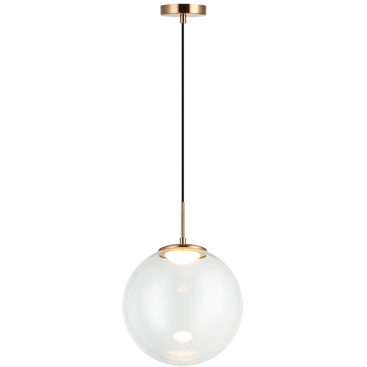 Boble LED 14 inch Aged Gold Brass Pendant Ceiling Light in Aged Gold Brass and Clear