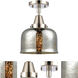 Franklin Restoration Large Bell LED 8 inch Polished Nickel Flush Mount Ceiling Light in Silver Plated Mercury Glass