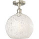 Edison White Mouchette 1 Light 10 inch Brushed Satin Nickel Semi-Flush Mount Ceiling Light
