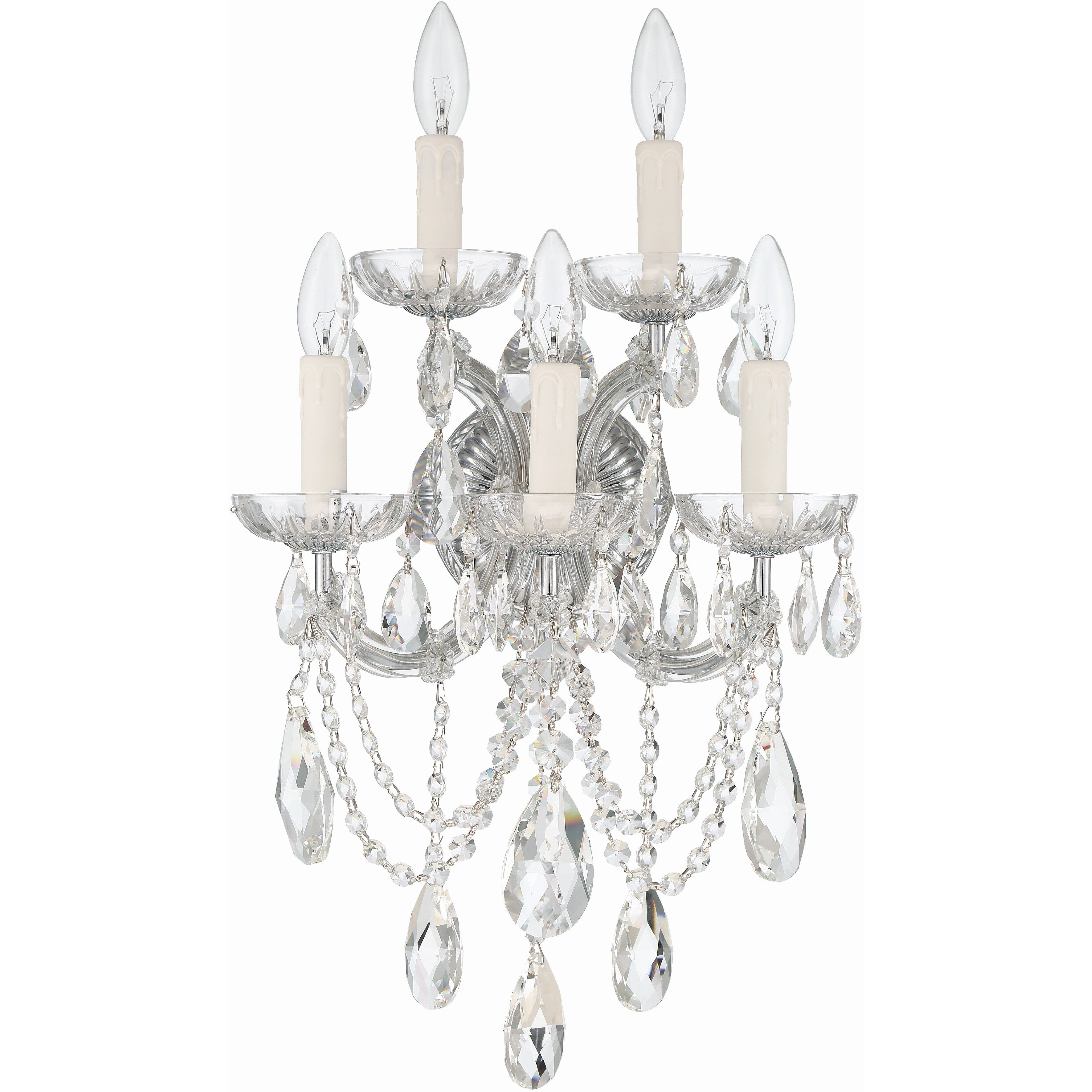 Maria Theresa Sconce Wall Light in Clear Swarovski Strass, Polished Chrome
