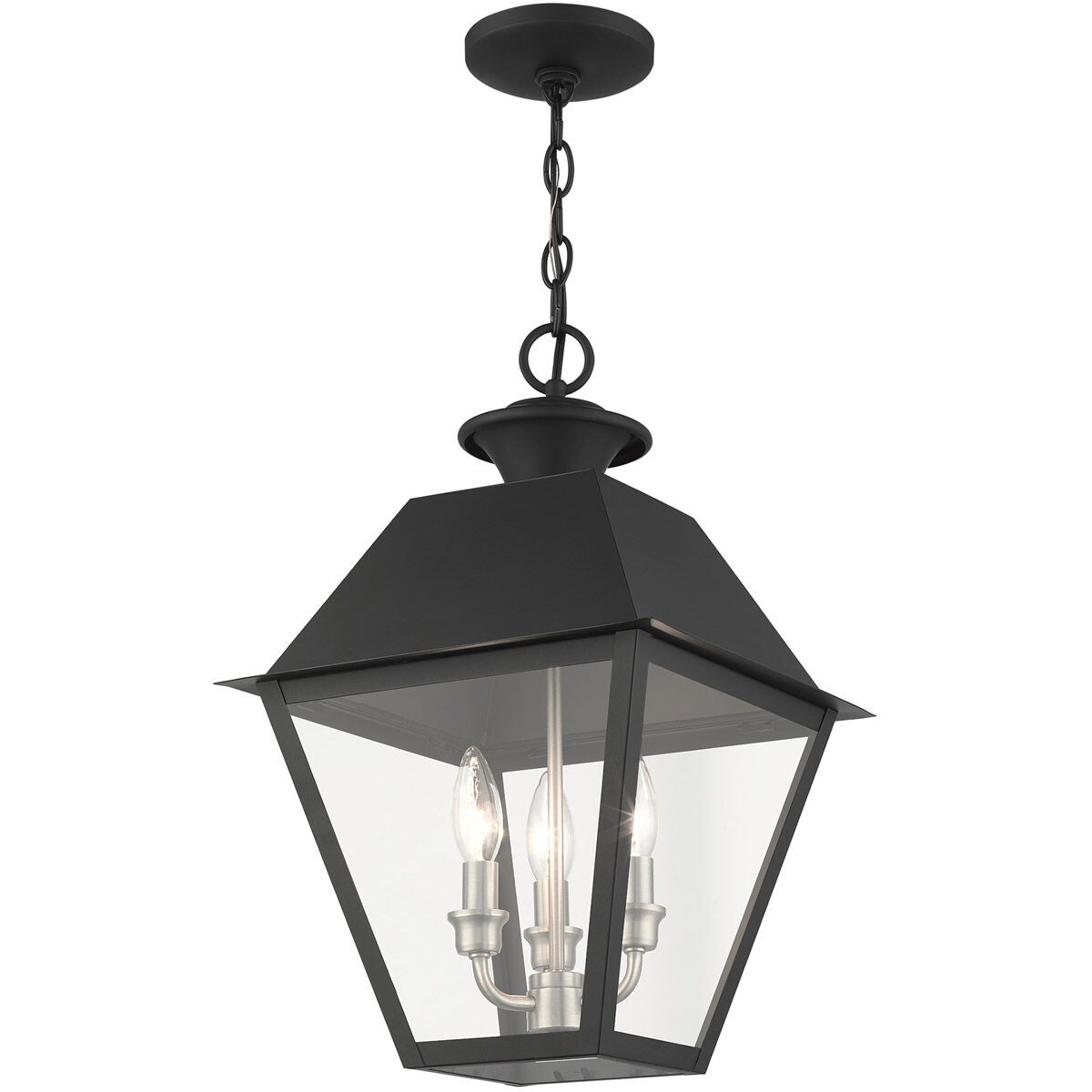 Mansfield 3 Light 12 inch Black Outdoor Pendant Lantern