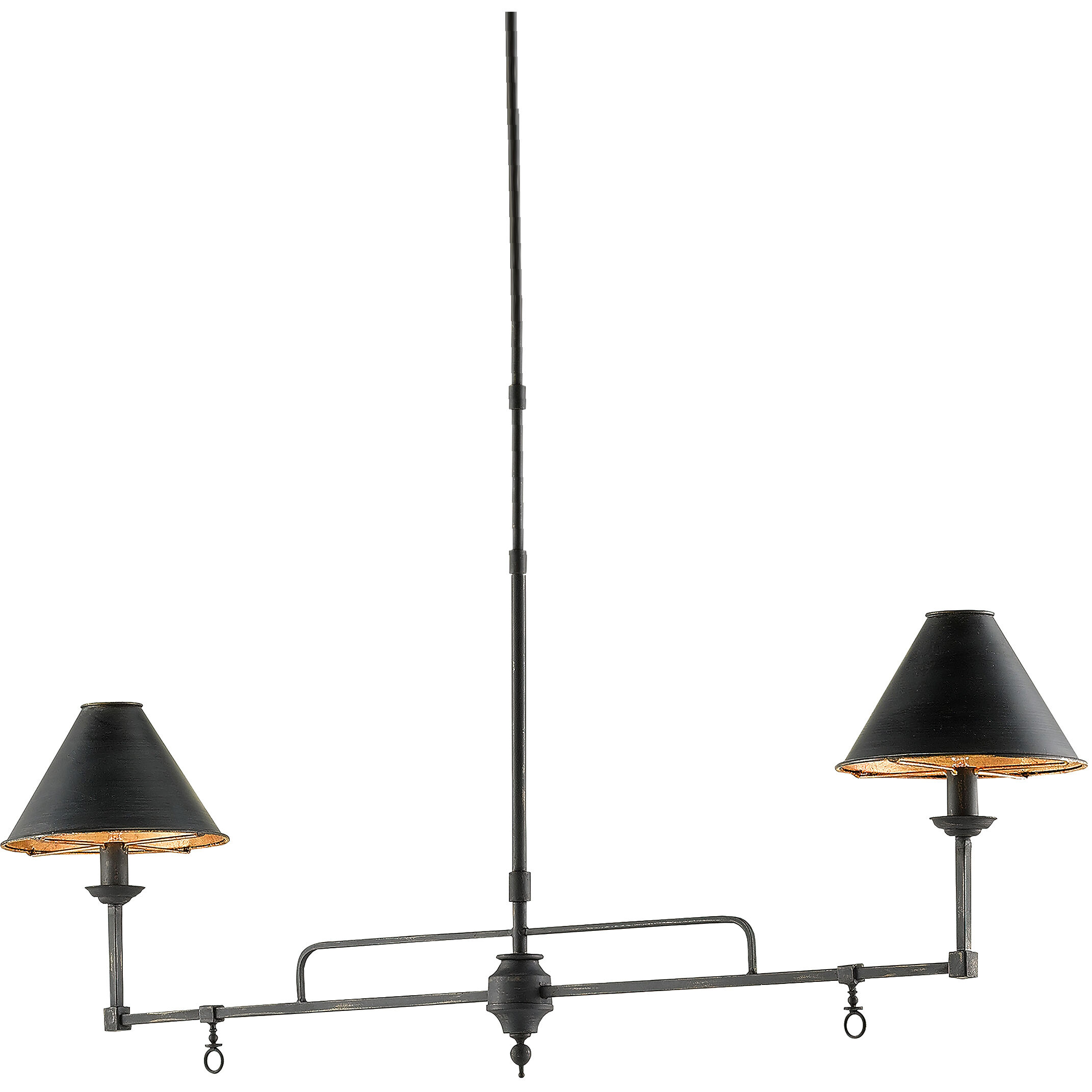 Prosperity 2 Light 44.5 inch French Black/Contemporary Gold Leaf Interior Chandelier Ceiling Light, Rectangular