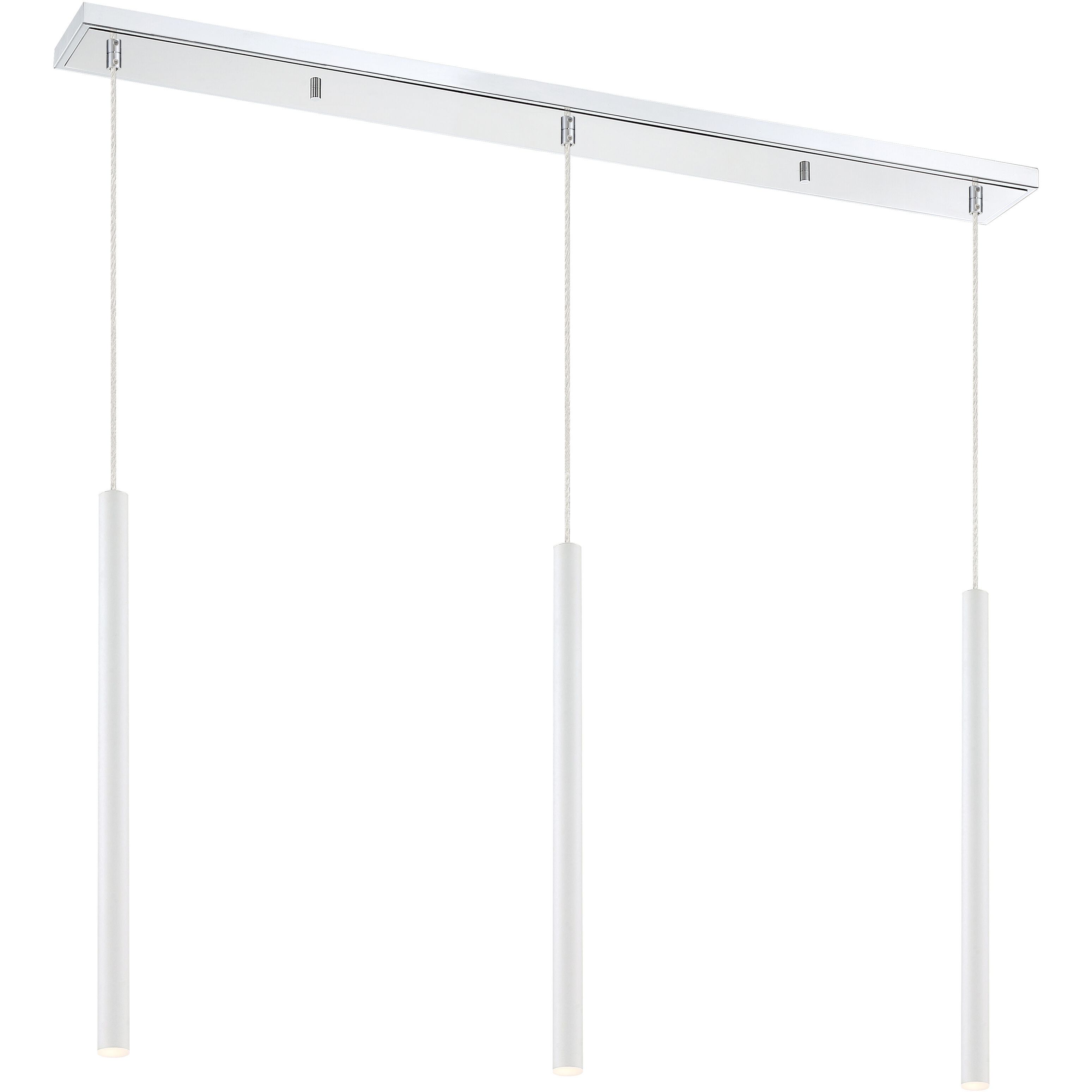 Forest LED 46 inch Chrome Linear Chandelier Ceiling Light in 3, 20, Matte White Steel