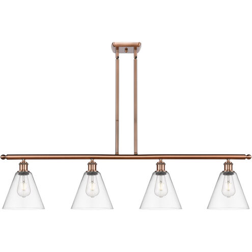 Ballston Ballston Cone LED 48 inch Antique Copper Island Light Ceiling Light in Clear Glass