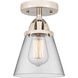 Nouveau 2 Small Cone 1 Light 6 inch Polished Nickel Semi-Flush Mount Ceiling Light in Clear Glass