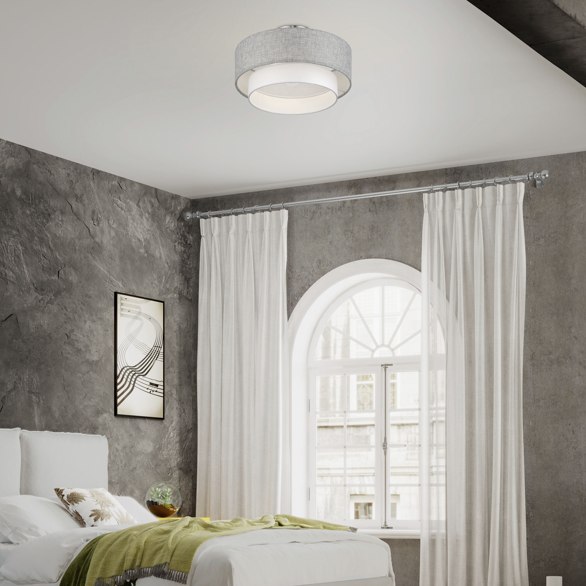 Brookmeade 3 Light 18 inch Brushed Nickel Semi-Flush Ceiling Light