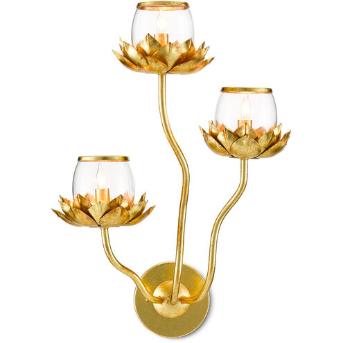 Bellerive 3 Light 17 inch Gold Leaf Wall Sconce Wall Light