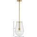 Beck 9 inch Lacquered Brass Indoor Pendant Ceiling Light