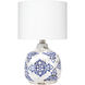 Ruby 15 inch 60 watt White and Blue Patterned Ceramic Table Lamp Portable Light