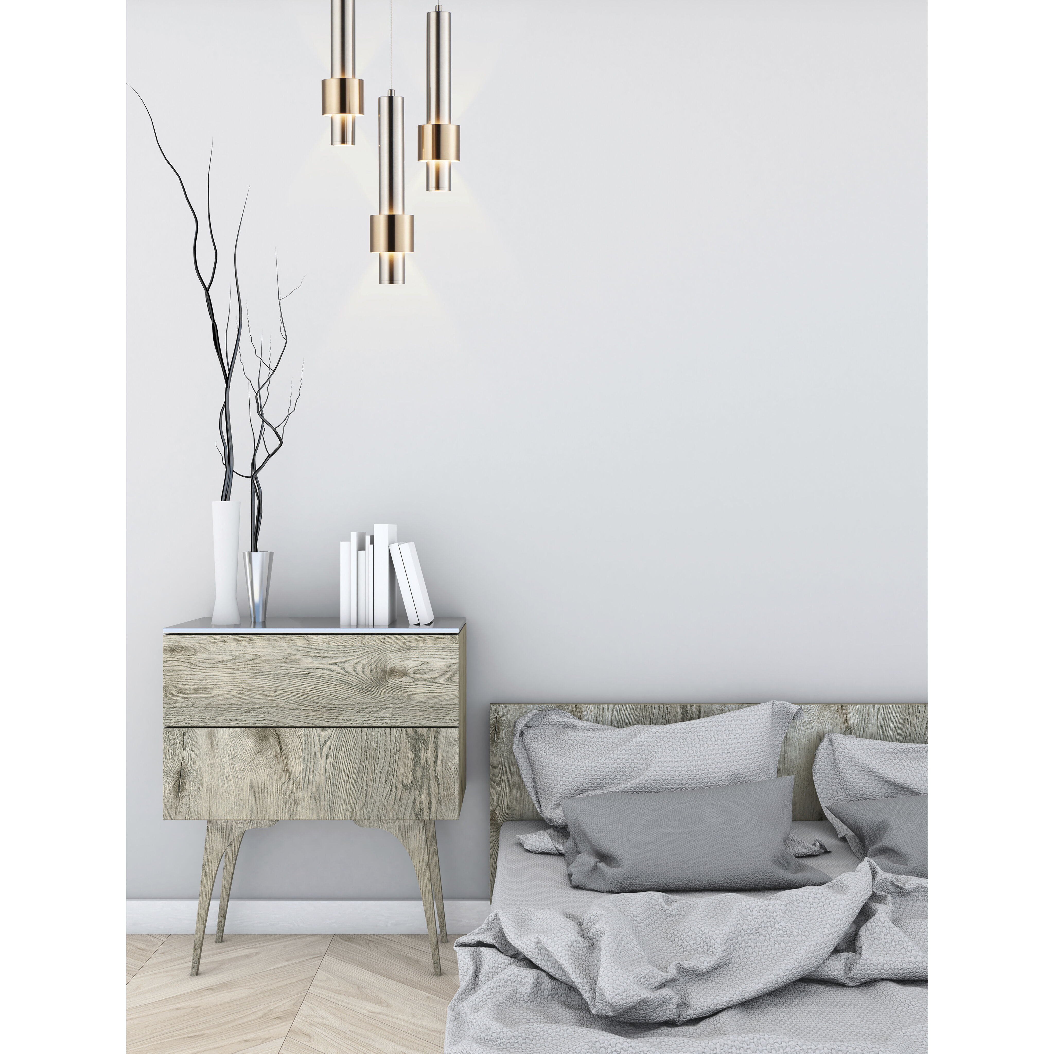 Reveal LED 18 inch Satin Nickel and Satin Brass Multi-Light Pendant Ceiling Light
