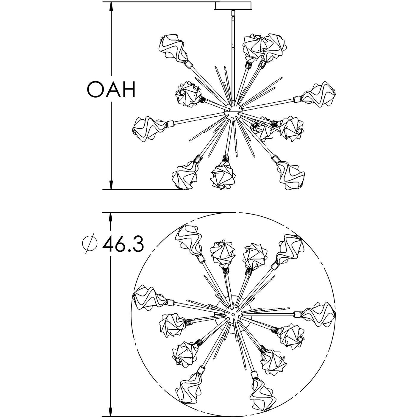 Blossom LED Novel Brass Chandelier Ceiling Light, Starburst