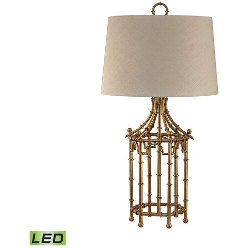 Bamboo Birdcage 32 inch 9.50 watt Gold Leaf Table Lamp Portable Light in LED, 3-Way
