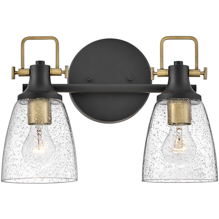 Easton 2 Light 14.5 inch Black with Heritage Brass Vanity Light Wall Light