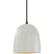 Radiance Collection - Bell Single Drop Pendant in Matte Black, Replaceable Bulb, Matte White with Champagne Gold interior, Black, Form+Finish+Function