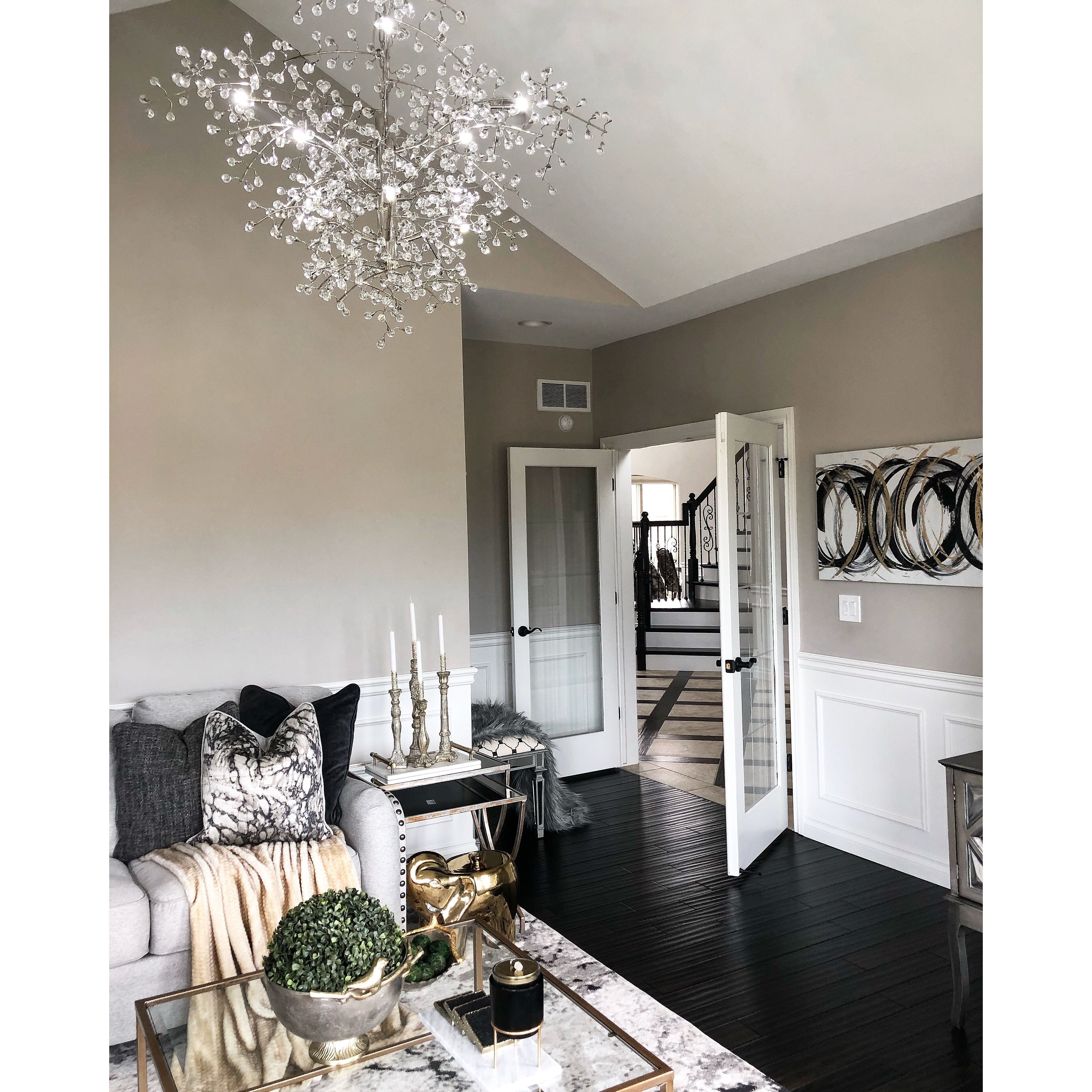 Cluster LED 37 inch Polished Nickel Chandelier Ceiling Light