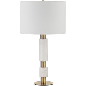 Pirot 26.5 inch 60 watt Honed White and Antique Brushed Brass Table Lamp Portable Light