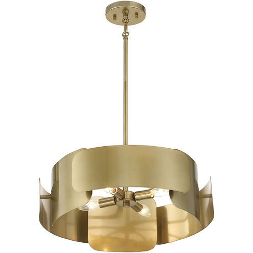 Modern 4 Light 20 inch Burnished Brass Pendant Ceiling Light