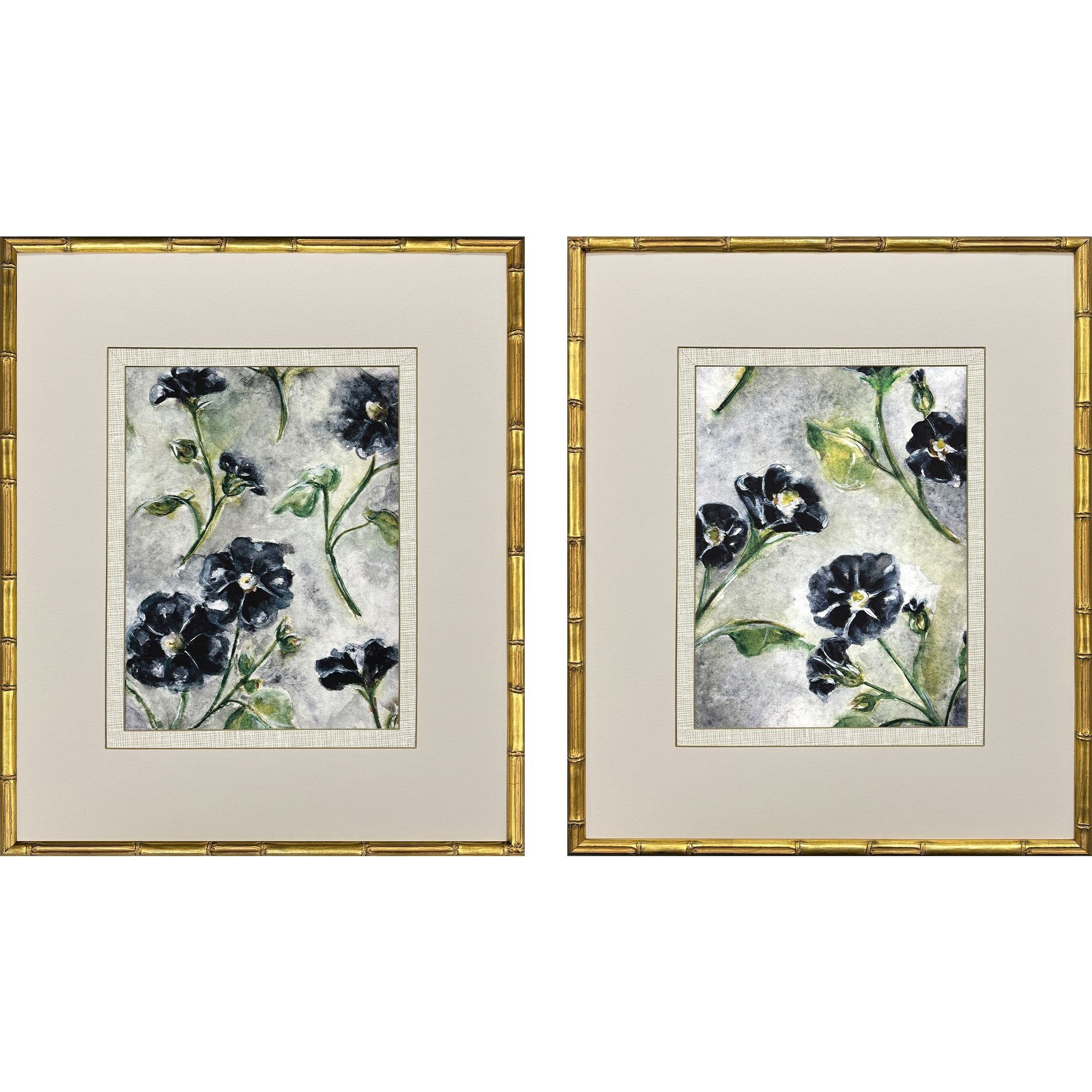 Floral Dream Blue and Green and Gray Framed Art
