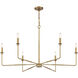 Salerno 6 Light 42 inch Warm Brass Chandelier Ceiling Light, Essentials