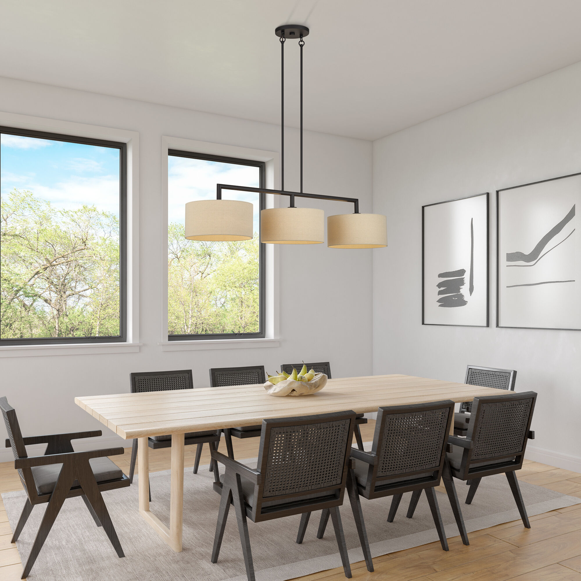 Bellingham 3 Light 51 inch Bronze Linear Chandelier Ceiling Light, Extra Large