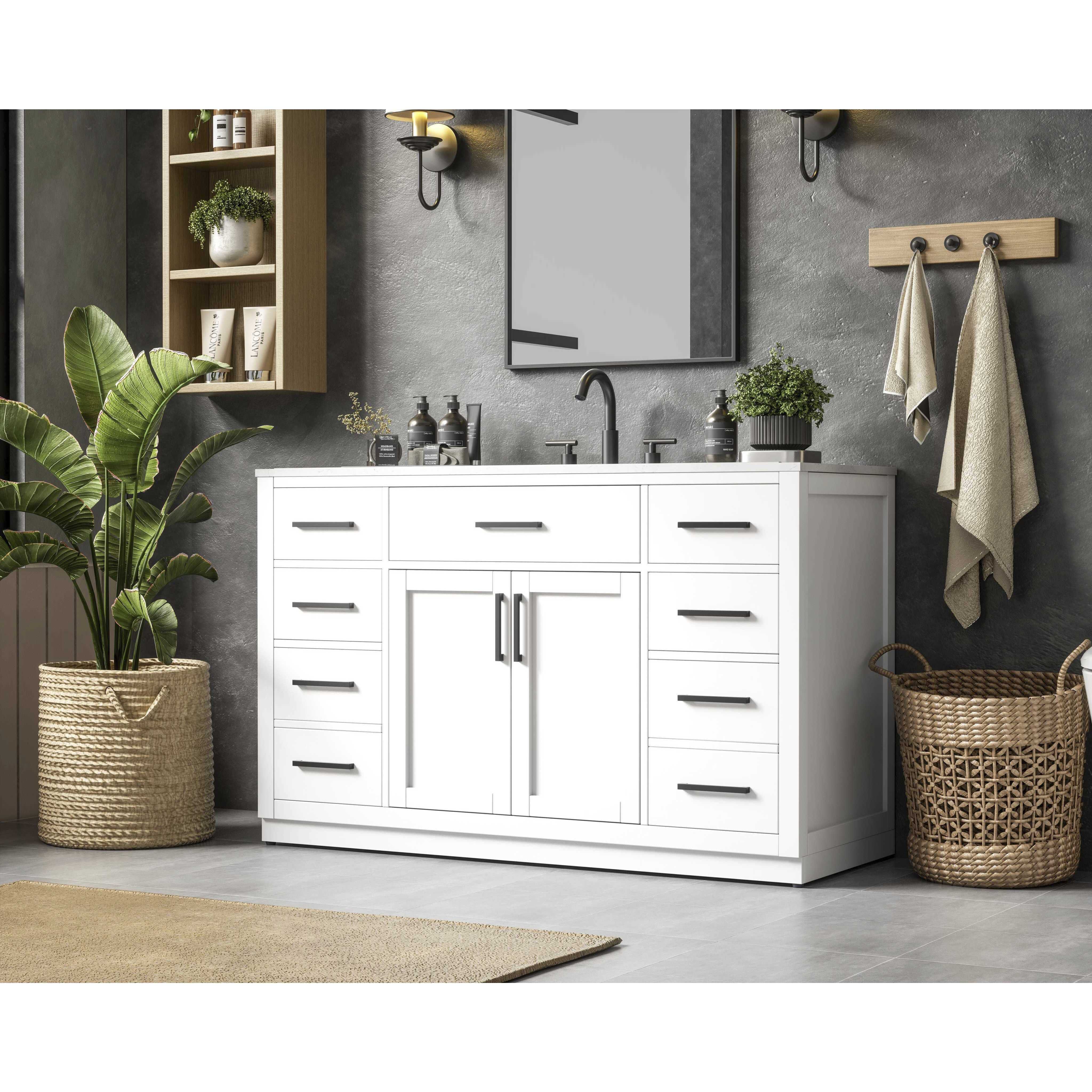 Alden 54 X 35 inch White Bathroom Vanity Cabinet