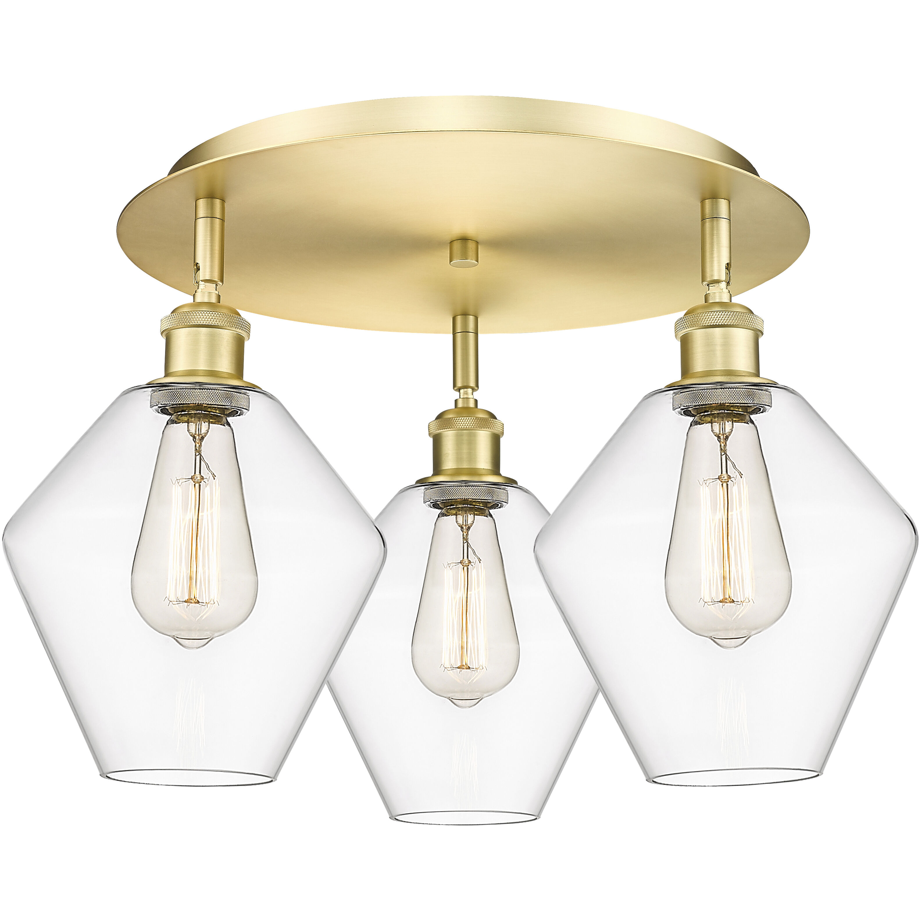 Cindyrella 3 Light 19.75 inch Satin Gold Flush Mount Ceiling Light in Clear