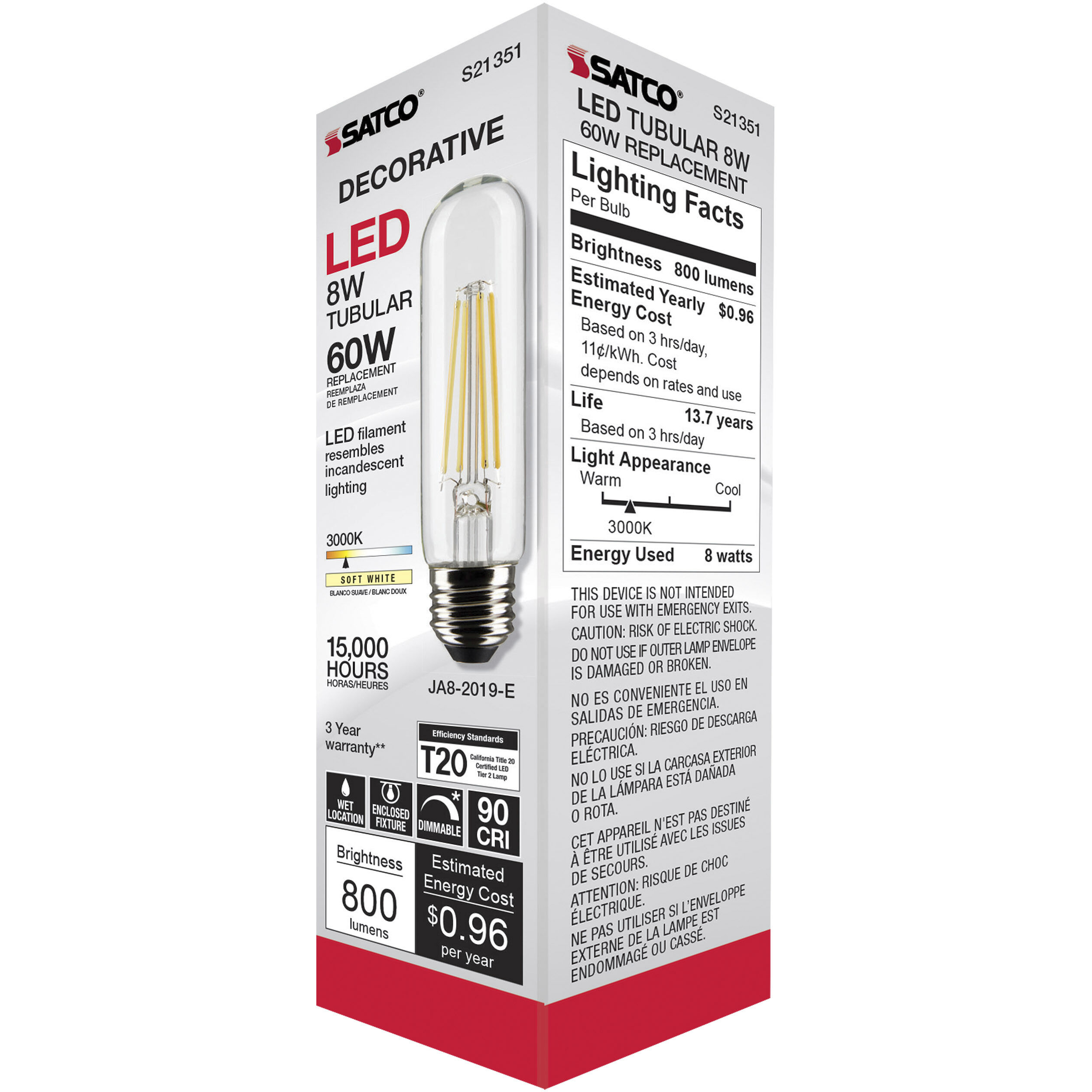 Lumos LED Medium Medium 8.00 watt 3000K LED Filament