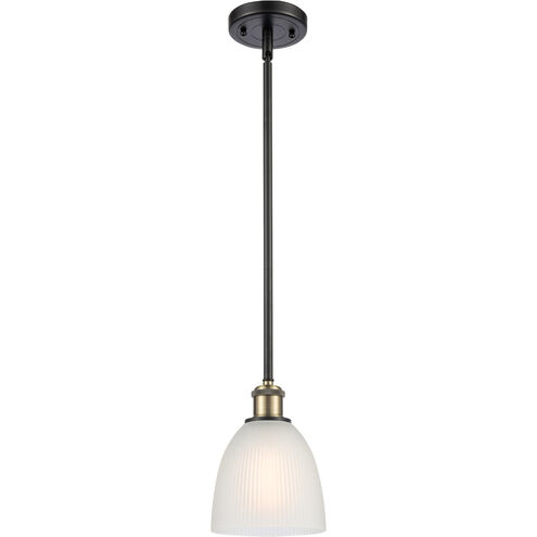Ballston Castile 1 Light 6 inch Black Antique Brass Pendant Ceiling Light in White Glass, Ballston