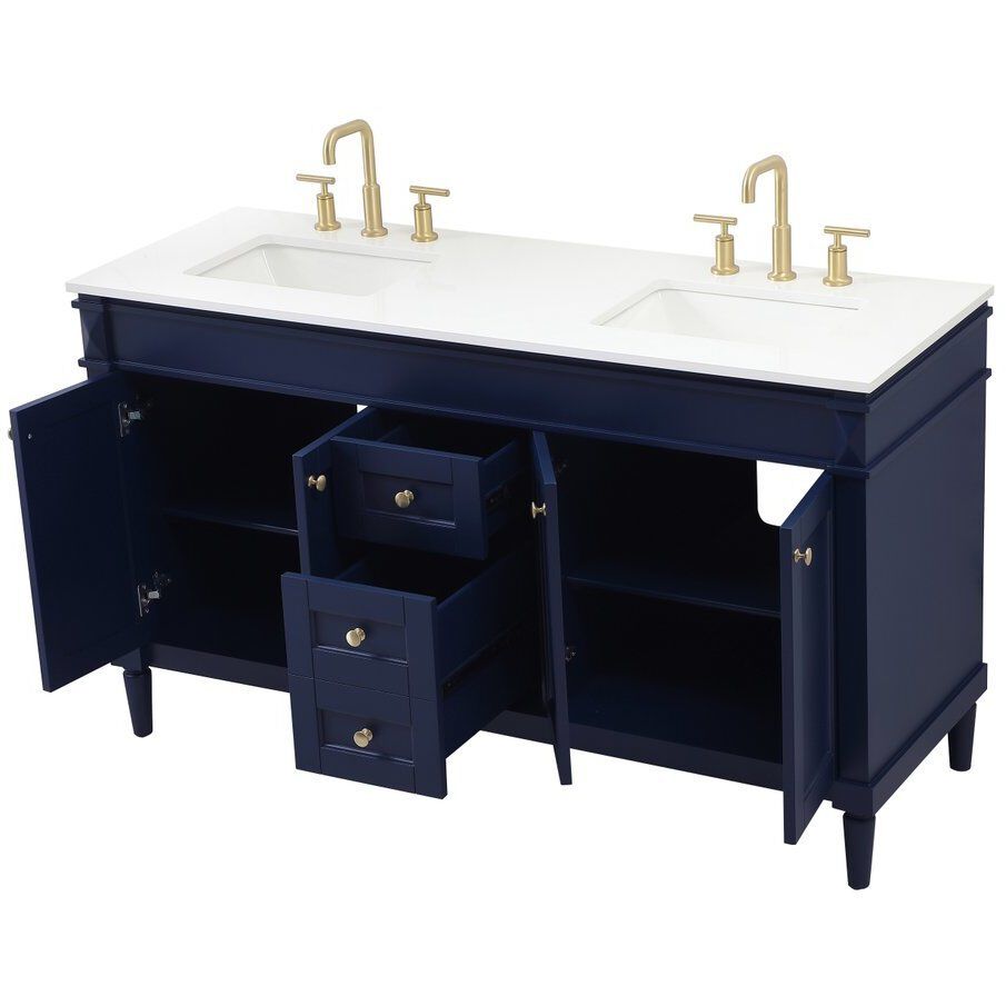 Bennett 60 X 21 X 35 inch Blue Vanity Sink Set