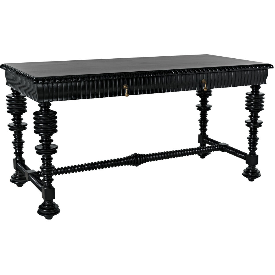 Portuguese 60 X 28 inch Hand Rubbed Black Desk, Small