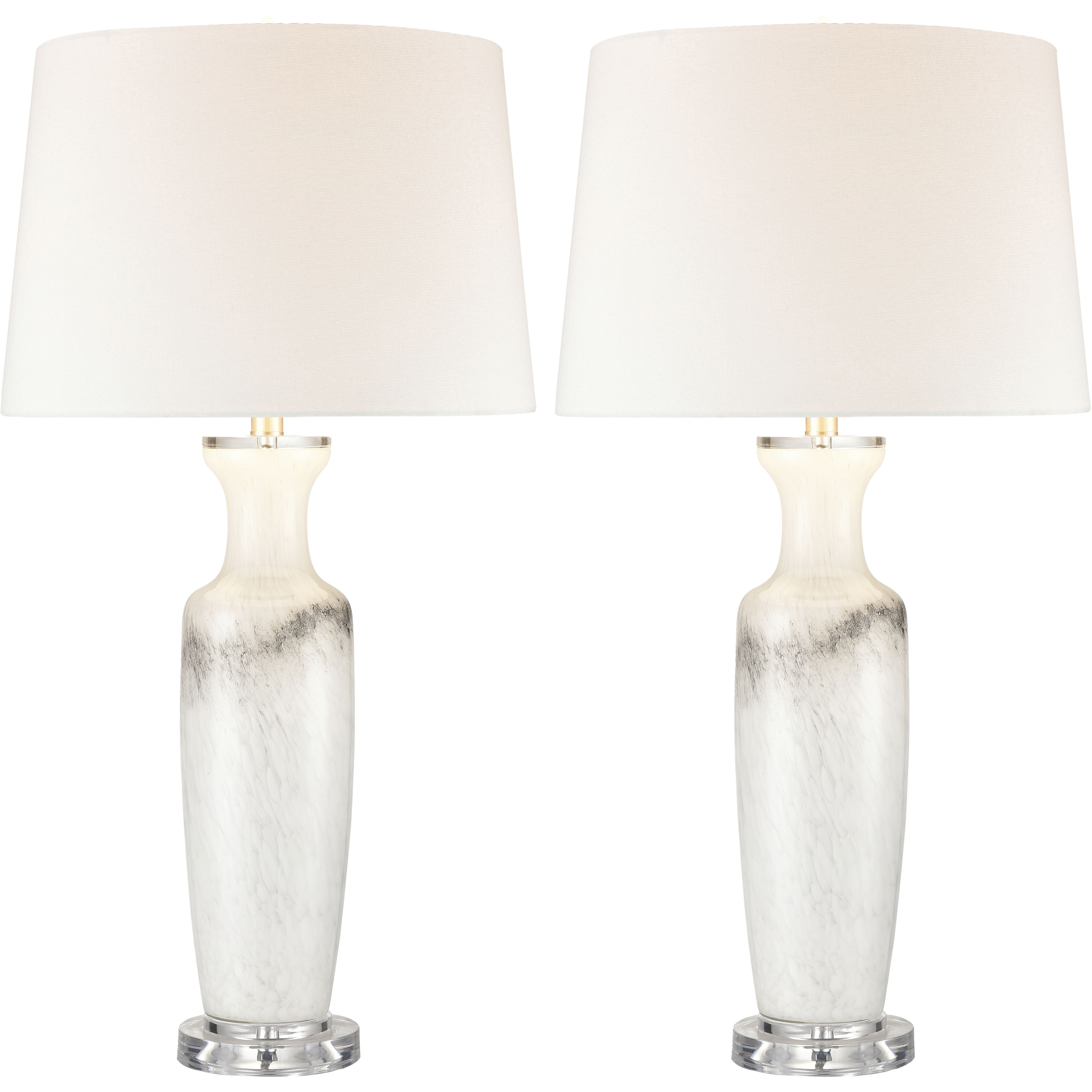 Abilene 32 inch 150 watt White with Clear Table Lamp Portable Light, Set of 2