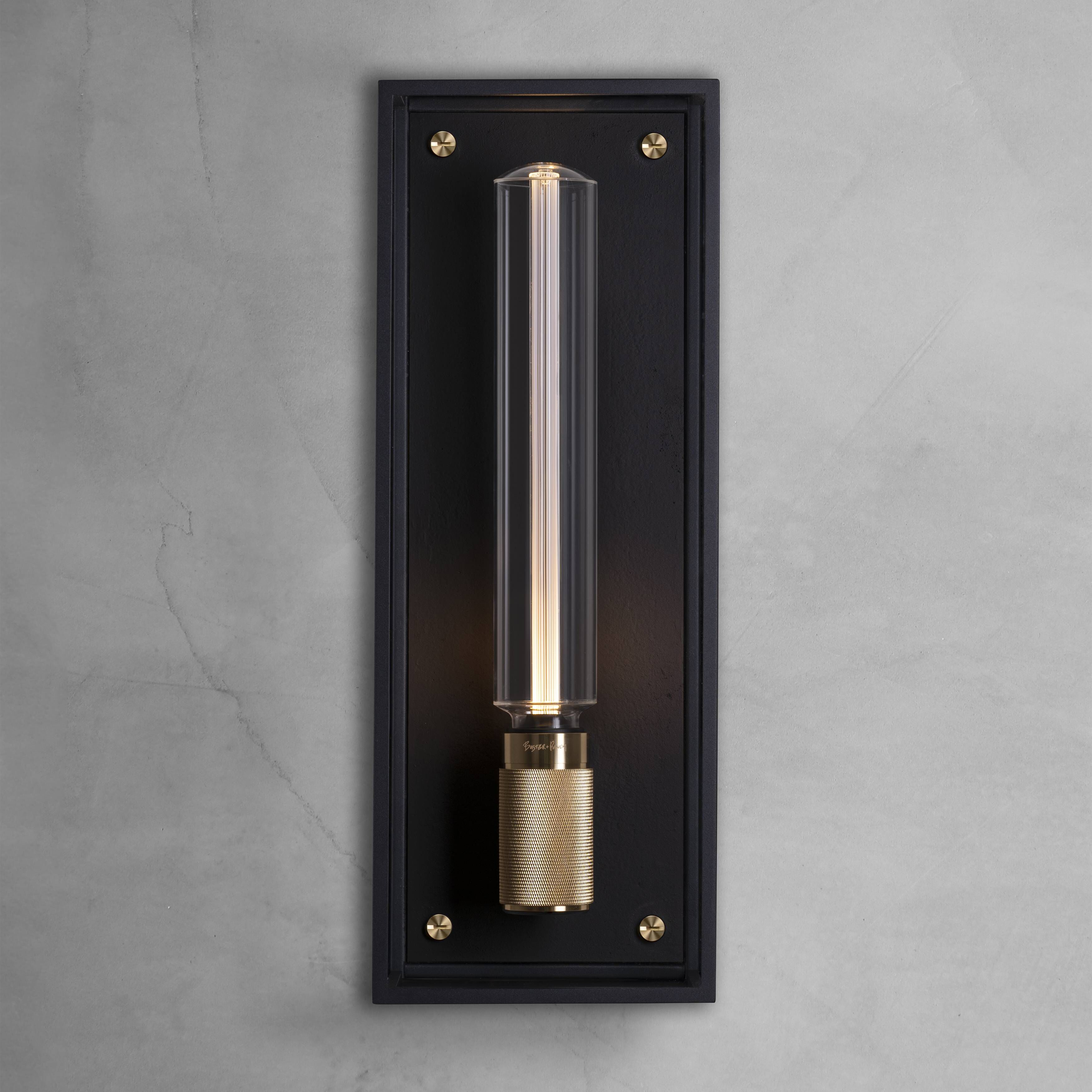 Caged Wet LED 19.21 inch Black / Brass Outdoor Wall Lighting