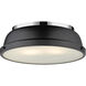 Duncan 2 Light 14 inch Chrome Flush Mount Ceiling Light in Matte Black, Damp