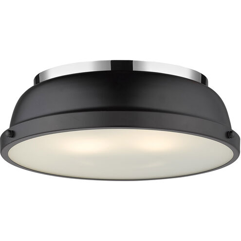 Duncan 2 Light 14 inch Chrome Flush Mount Ceiling Light in Matte Black, Damp