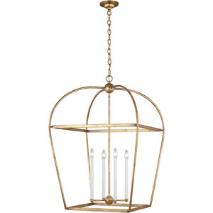 C&M by Chapman & Myers Stonington 4 Light 24.63 inch Antique Gild Hanging Lantern Ceiling Light