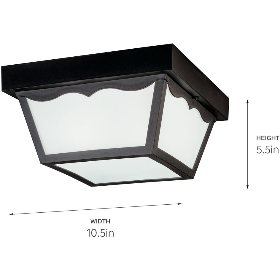 Outdoor Plastic Fixtures 2 Light 11 inch Black Outdoor Flush & Semi Flush Mt