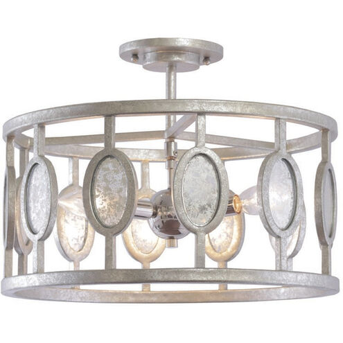 Palomar 3 Light 16 inch Vintage Silver Leaf Semi Flush Mount Ceiling Light