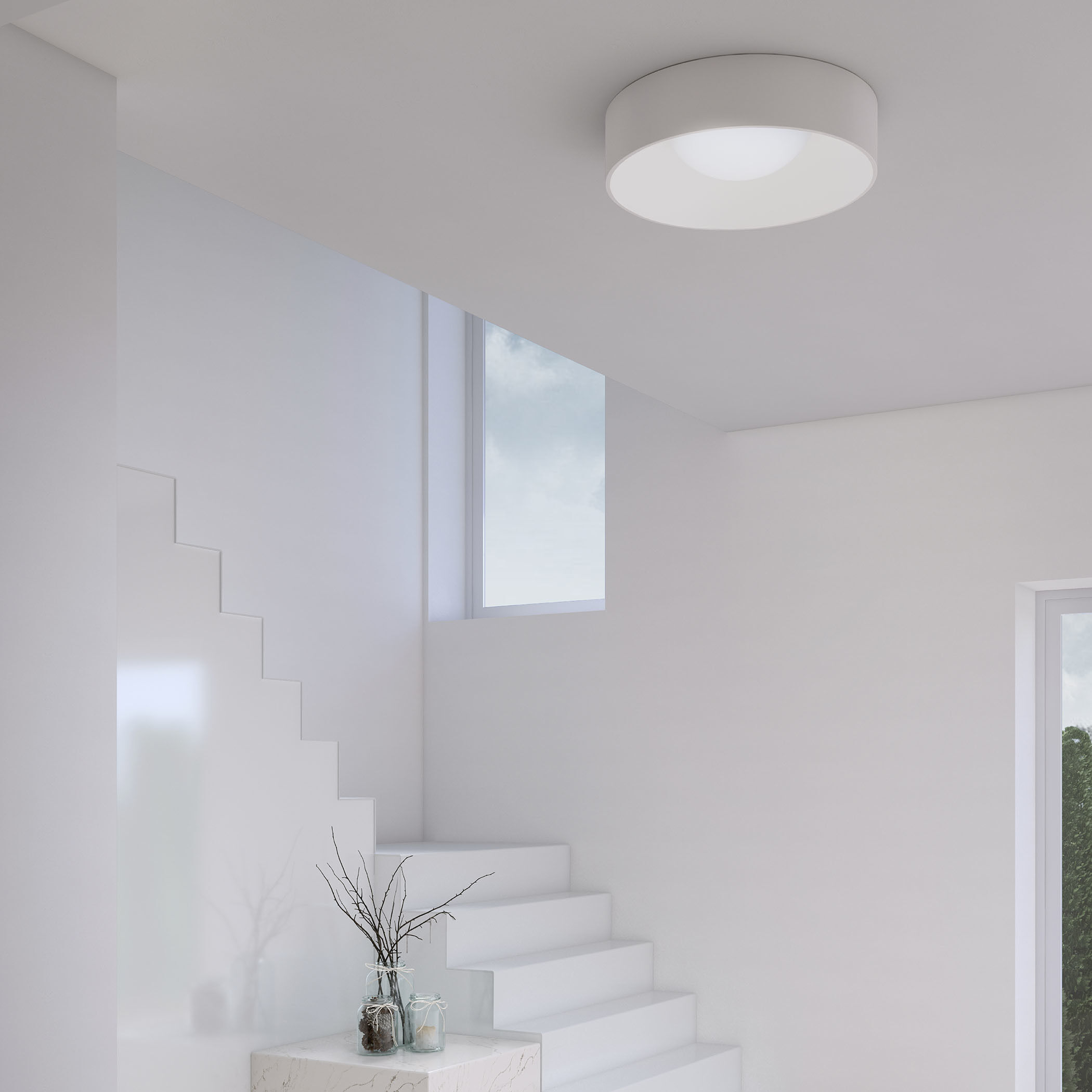 Ilios LED 14 inch Satin White Surface Mount Ceiling Light