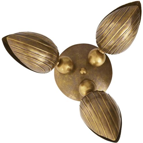 Inessa 3 Light 24 inch Vintage Brass Flush Mount Ceiling Light