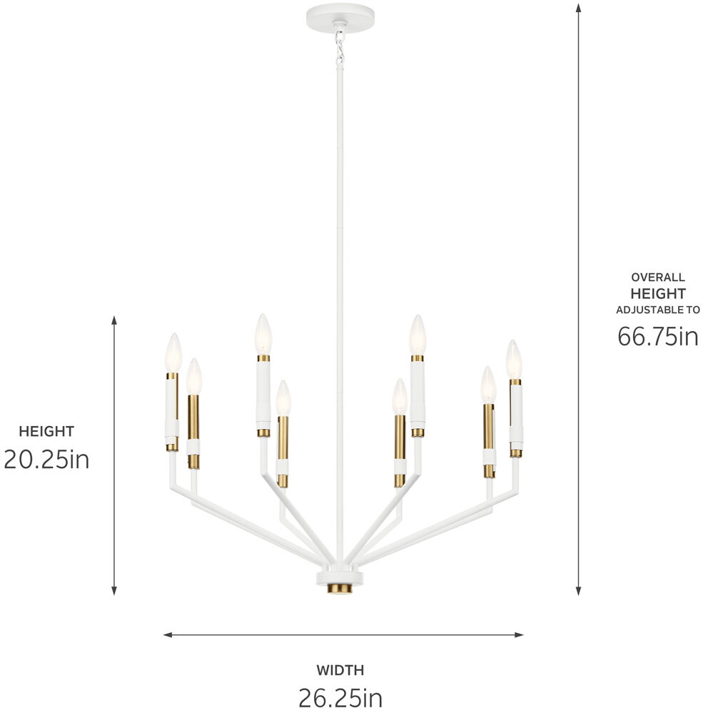 Armand 8 Light 26.25 inch White Chandelier Ceiling Light, Medium