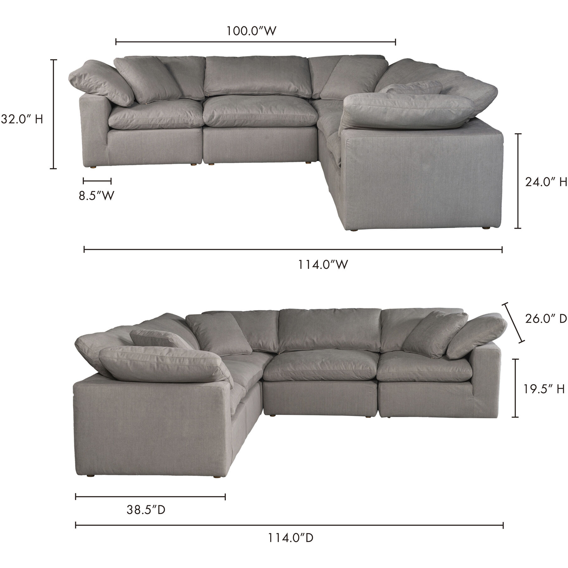 Terra Condo Grey Classic L Modular Sectional