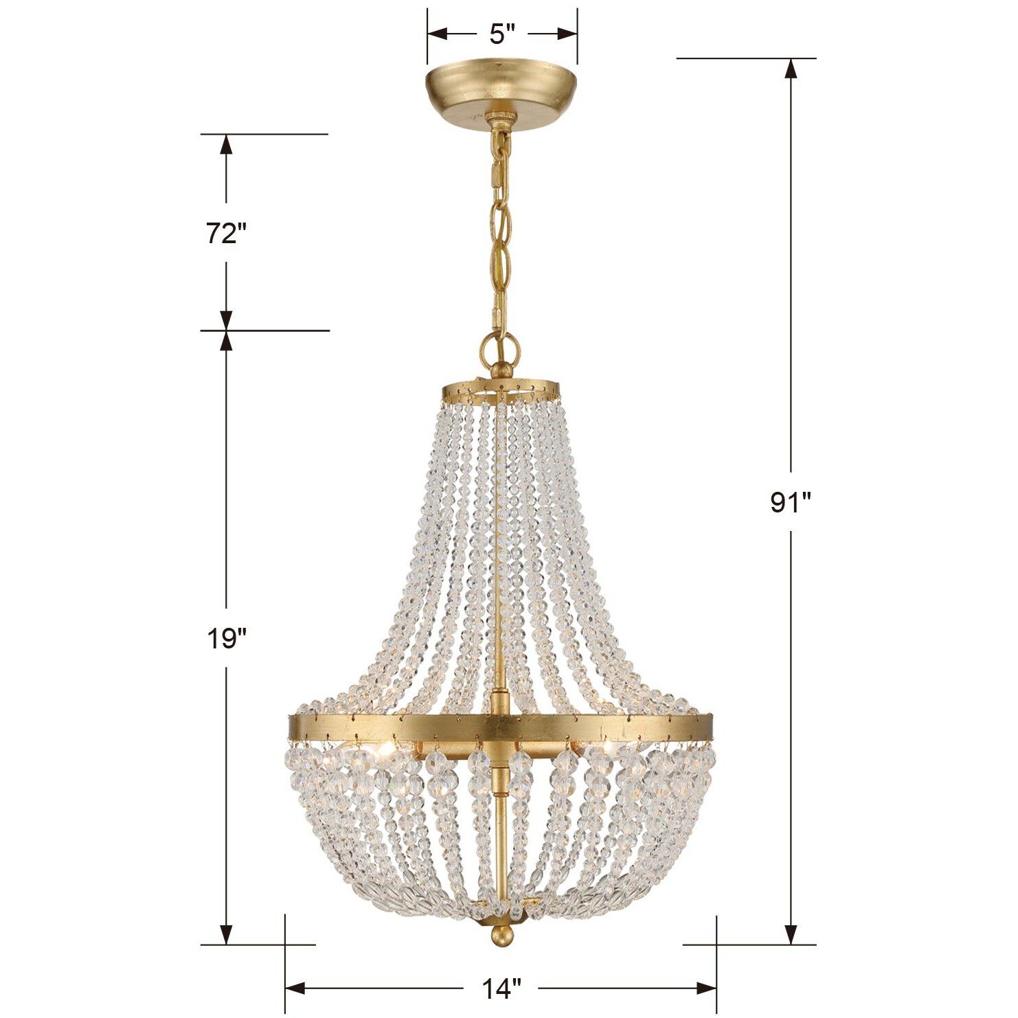 Rylee 3 Light 14 inch Antique Gold Mini Chandelier Ceiling Light