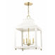 Leigh 4 Light 16 inch Aged Brass and White Pendant Ceiling Light