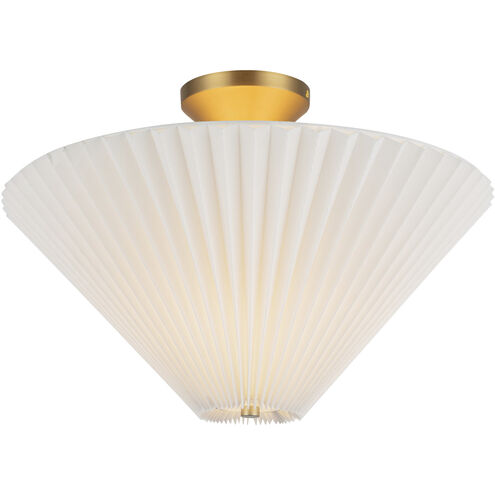 Alora Mood Bridgette 1 Light 16.38 inch Brushed Gold Semi-Flush Mount Ceiling Light in Brushed Gold and Folded White, Pleated Linen Shade