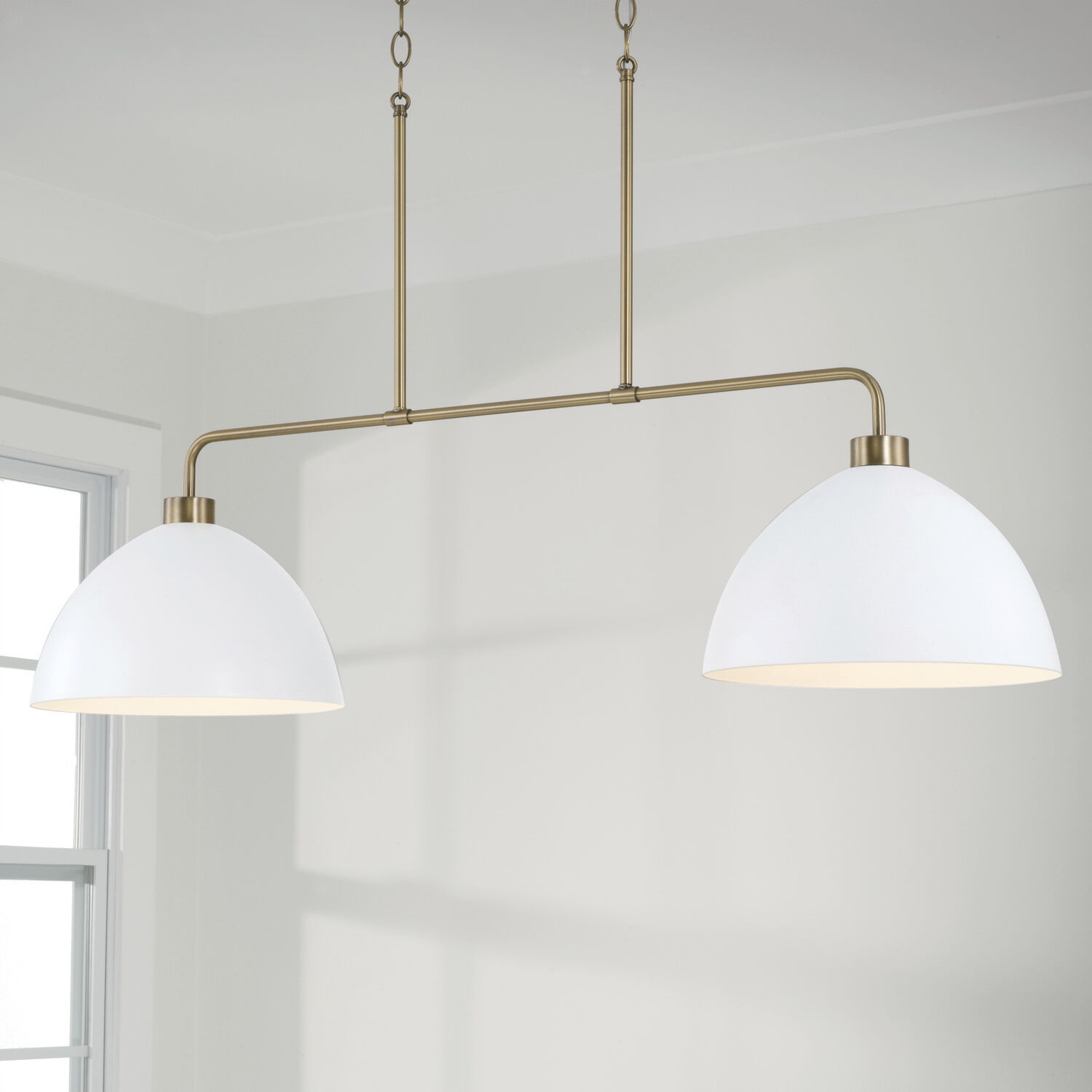 Ross 2 Light 44 inch Aged Brass Linear Chandelier Ceiling Light in Matte White
