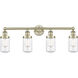 Dover 4 Light 33.5 inch Antique Brass Bath Vanity Light Wall Light in Clear