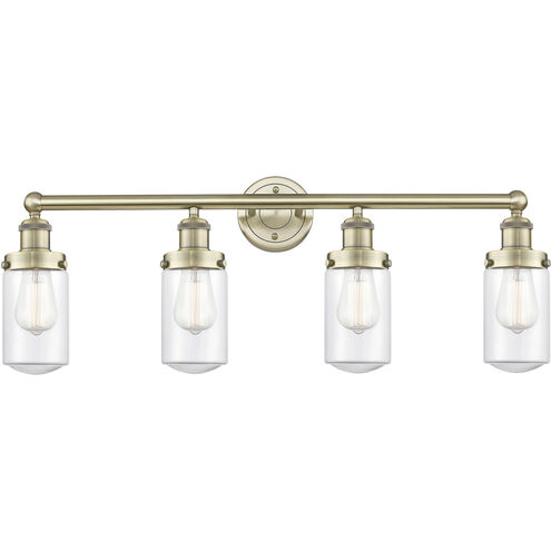 Dover 4 Light 33.5 inch Antique Brass Bath Vanity Light Wall Light in Clear